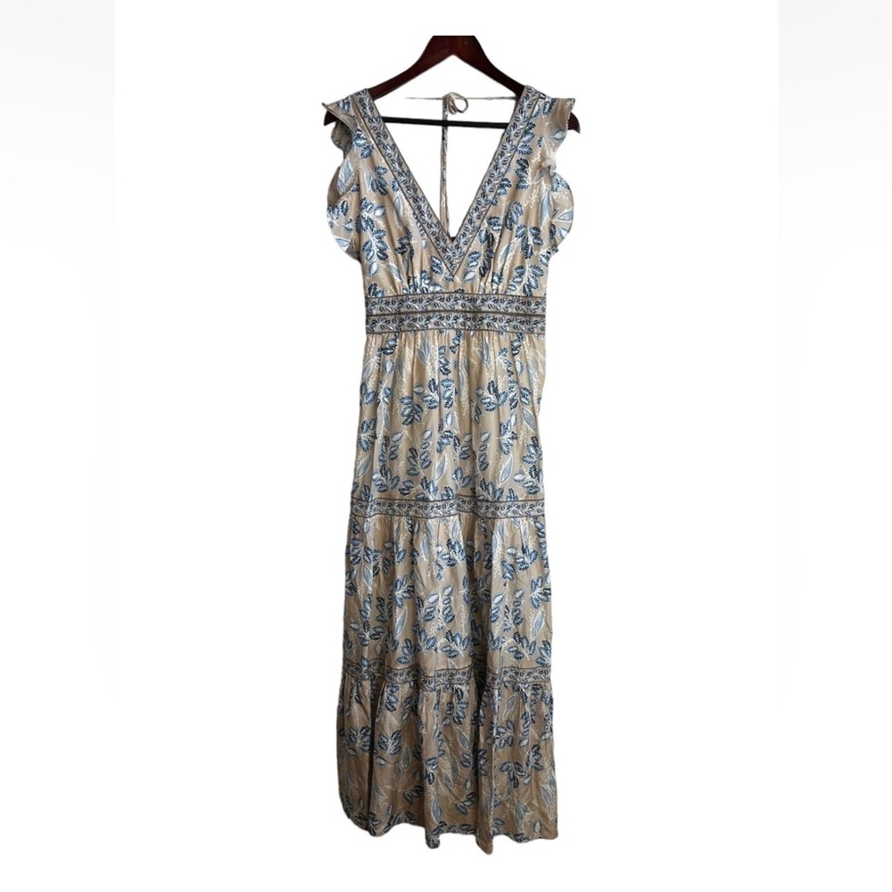 Intermix size 0 Orien tiered maxi dress ruffle beige floral blend